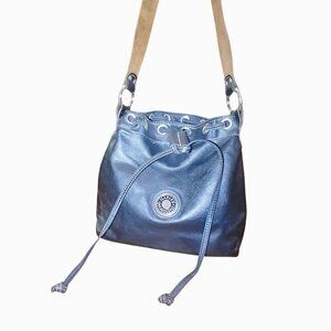 Harley Davidson Black Leather Genuine Bucket Bag Drawstring Shoulder Suede Strap